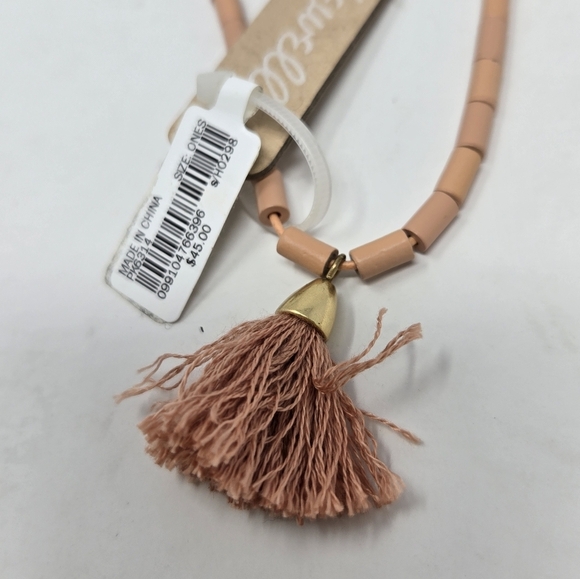NWT MADEWELL BOHO TASSEL NECKLACE PEACH BLUSH SLIDE ADJUSTABLE FASHION JEWELRY - Picture 9 of 12